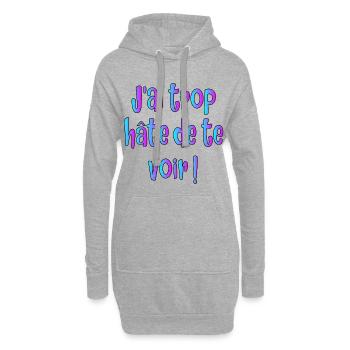 J'ai hâte de vous voir - Sweat-shirt à capuche long Femme - gris chiné - Devant