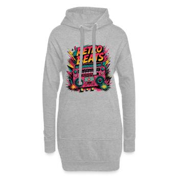 Retro Beats Boombox Neon Vibe - Hoodie Dress - heather grey - Front