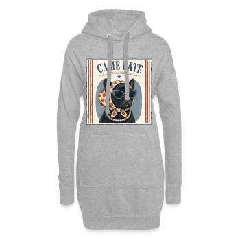 French Bulldog I Came Late Retro Humor - Hoodie Dress - heather grey - Front
