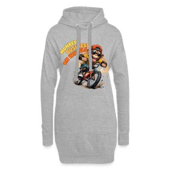 Monkey Riding BMX Bicycle Art - Hoodie Dress - heather grey - Front