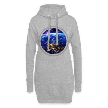Earth from space with neon ring - Hoodie Dress - heather grey - Front