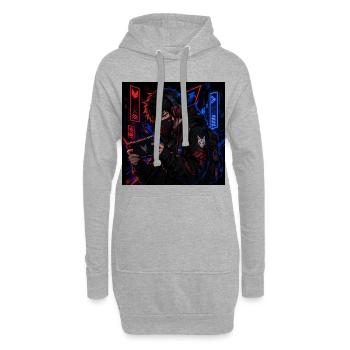 Joueur de rue néon dans le style anime - Sweat-shirt à capuche long Femme - gris chiné - Devant