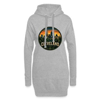 Cleveland The Forest City Retro Sunset Badge - Hoodie Dress - heather grey - Front