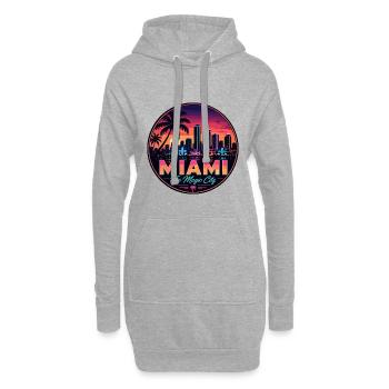 Miami Magic City Retro Sunset Palm Badge - Hoodie Dress - heather grey - Front