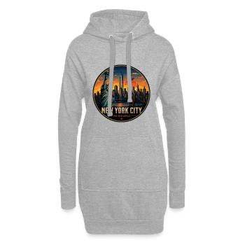 New York City Big Apple Retro Skyline Badge - Hoodie Dress - heather grey - Front
