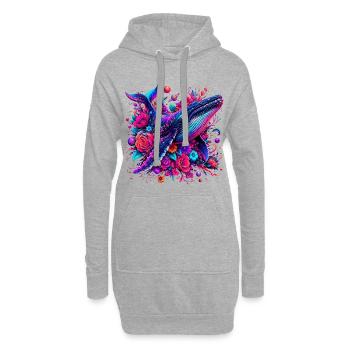 Cosmic Whale Universe Flowers Surrealism - Hoodie Dress - heather grey - Front