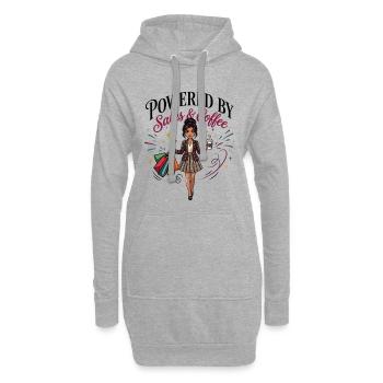 Propulsée par les ventes et le café Femme asiatique - Sweat-shirt à capuche long Femme - gris chiné - Devant