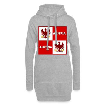 Double Eagle Rouge Blanc Bloc - Sweat-shirt à capuche long Femme - gris chiné - Devant