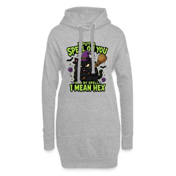 Sort de Chat Sorcière en Colère - Sweat-shirt à capuche long Femme - gris chiné - Devant