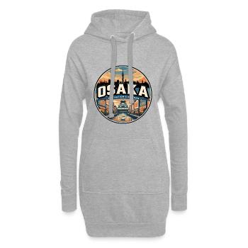 Badge de voyage rétro Osaka Dotonbori - Sweat-shirt à capuche long Femme - gris chiné - Devant
