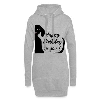 Joyeux anniversaire teckel - Sweat-shirt à capuche long Femme - gris chiné - Devant