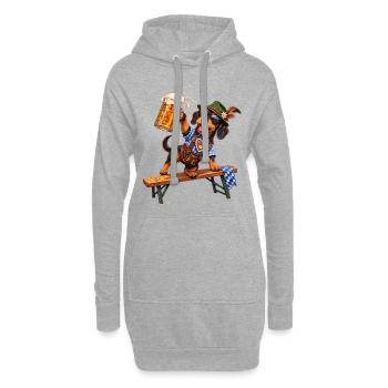 Teckel drôle avec de la bière en costume bavarois - Sweat-shirt à capuche long Femme - gris chiné - Devant