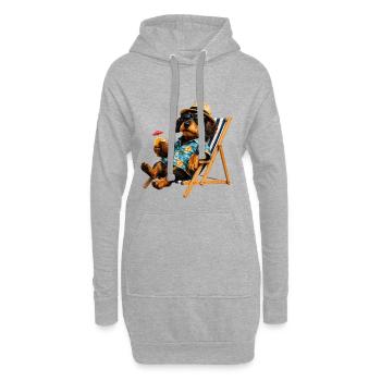 Teckel drôle avec des lunettes de soleil et un cocktail - Sweat-shirt à capuche long Femme - gris chiné - Devant