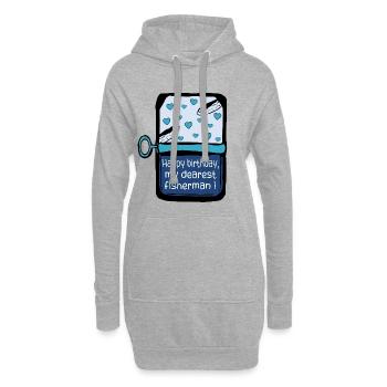 Sardines pêcheurs d’anniversaire - Sweat-shirt à capuche long Femme - gris chiné - Devant