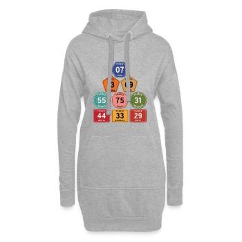 Départements de France Vintage - Sweat-shirt à capuche long Femme - gris chiné - Devant