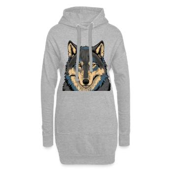 Portrait du Loup de la Lune Azur - Sweat-shirt à capuche long Femme - gris chiné - Devant