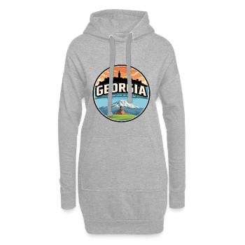 Insigne rétro de la Trinité Gergeti de Géorgie - Sweat-shirt à capuche long Femme - gris chiné - Devant