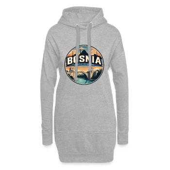 Insigne Retro Bosnia Mostar Stari Most - Sweat-shirt à capuche long Femme - gris chiné - Devant