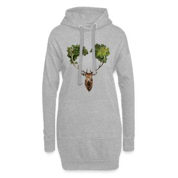 Le Roi Cerf - Sweat-shirt à capuche long Femme - gris chiné - Devant