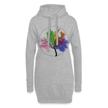 Arbre de vie - Sweat-shirt à capuche long Femme - gris chiné - Devant