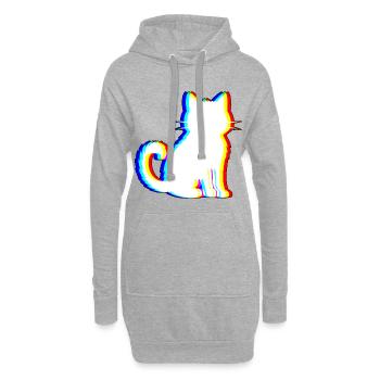 EDM Cat - musique électronique de danse - Sweat-shirt à capuche long Femme - gris chiné - Devant
