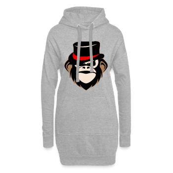 Singe au chapeau haut-de-forme Red Band - Sweat-shirt à capuche long Femme - gris chiné - Devant