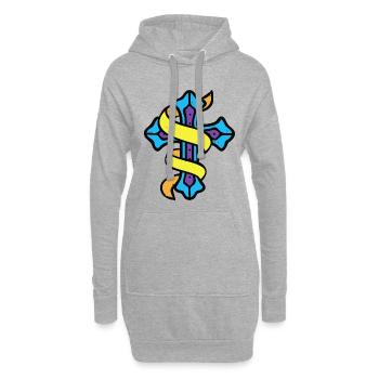 Emblème de la croix rubanée - Sweat-shirt à capuche long Femme - gris chiné - Devant
