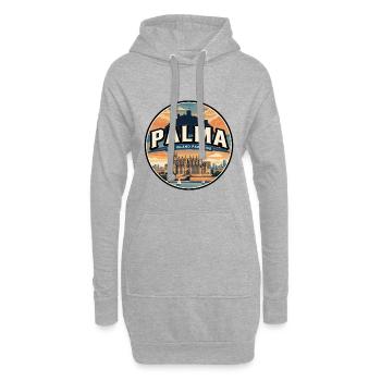 Badge de voyage rétro de la cathédrale de Palma - Sweat-shirt à capuche long Femme - gris chiné - Devant