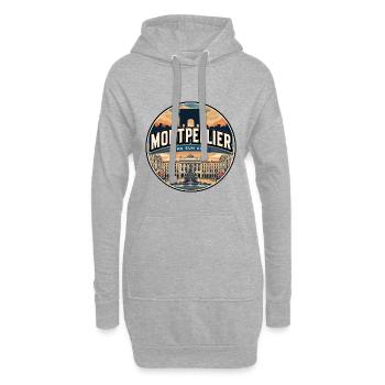Écusson rétro de la Comédie de Montpellier sur la place - Sweat-shirt à capuche long Femme - gris chiné - Devant