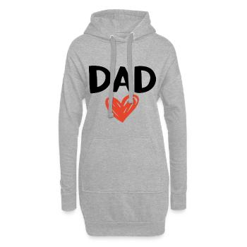 Cœur dessiné à la main – Je t’aime papa - Sweat-shirt à capuche long Femme - gris chiné - Devant