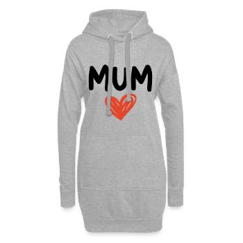 Cœur dessiné à la main – Je t’aime Maman - Sweat-shirt à capuche long Femme - gris chiné - Devant