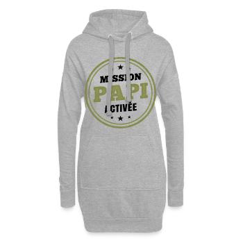 Opa Mission aktiviert | Humoristi Schwangerschaftsdurchsage - Hoodie-Kleid - Grau meliert - Vorne