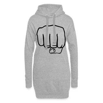 Faust | Fist | Hand - Sweat-shirt à capuche long Femme - gris chiné - Devant