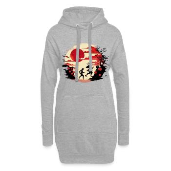 Rennende Menschen - Japanische Street Art - Hoodie-Kleid - Grau meliert - Vorne
