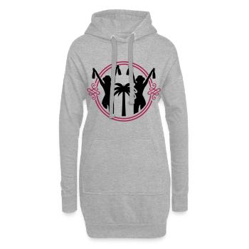 filles fête palm femmes vacances silhouette - Sweat-shirt à capuche long Femme - gris chiné - Devant