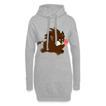 Sanglier de dessin animé en colère par Cheerful Madness !! - Sweat-shirt à capuche long Femme - gris chiné - Devant