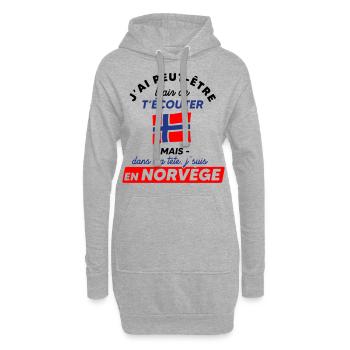 Voyage en Norvège - Sweat-shirt à capuche long Femme - gris chiné - Devant