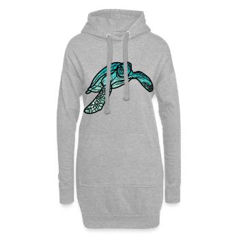 Tortue Marine - Sweat-shirt à capuche long Femme - gris chiné - Devant
