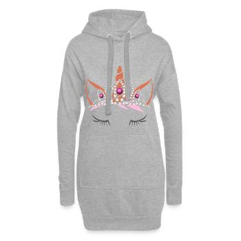 Licorne pour filles anniversaire princesse tiare - Sweat-shirt à capuche long Femme - gris chiné - Devant