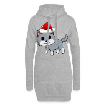 Wolf Comic Weihnachten - Hoodie-Kleid - Grau meliert - Vorne
