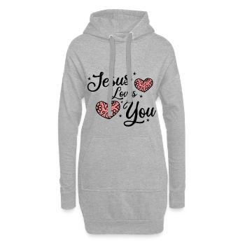 Jésus vous aime - Sweat-shirt à capuche long Femme - gris chiné - Devant