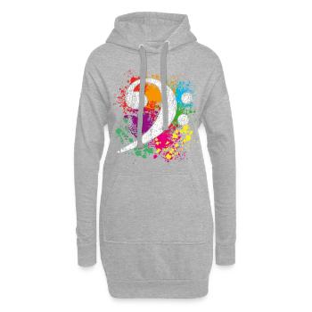 Bass Clef - Bassschlüssel - Farbkleckse - Hoodie-Kleid - Grau meliert - Vorne