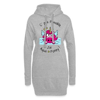 Licorne Rose C' pas possible, J'ai Aquaponey - Sweat-shirt à capuche long Femme - gris chiné - Devant