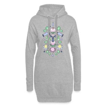 Kurbits cartoon - Motif de fleurs - Sweat-shirt à capuche long Femme - gris chiné - Devant