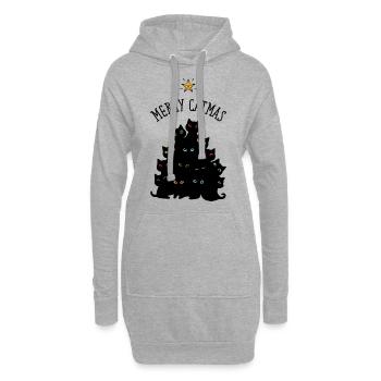Merry Catmas, Cat Merry Christmas Tree - Hoodie-Kleid - Grau meliert - Vorne