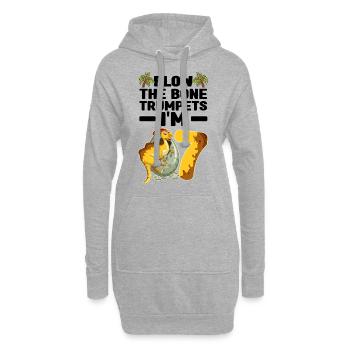 Kindergeburtstag Dinosaurier - Hoodie-Kleid - Grau meliert - Vorne