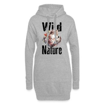 Wolf Wild Nature Wolfskopf Wildnis Wald Bäume - Hoodie-Kleid - Grau meliert - Vorne