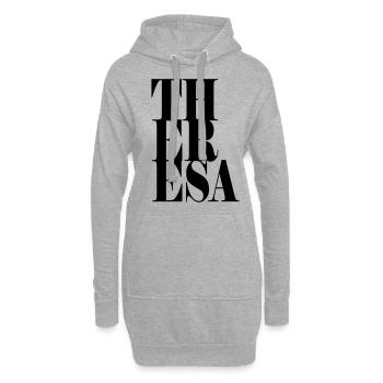 Theresa Name Vorname Moderne Schrift Wort Art - Hoodie-Kleid - Grau meliert - Vorne