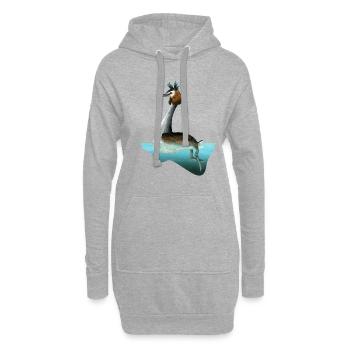 Grèbe huppé - Sweat-shirt à capuche long Femme - gris chiné - Devant