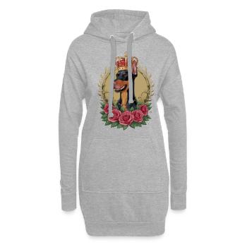 Doberman Pinscher avec couronne et grandes roses - Sweat-shirt à capuche long Femme - gris chiné - Devant